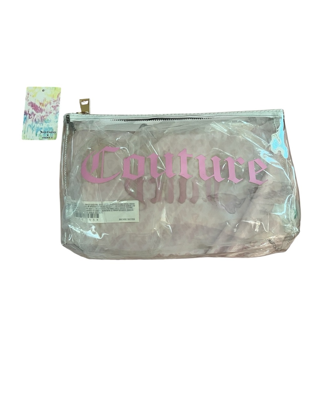Juicy Couture x forever 21 Clear Cosmetic Pouch with Pink Logo - Picture 2 of 3